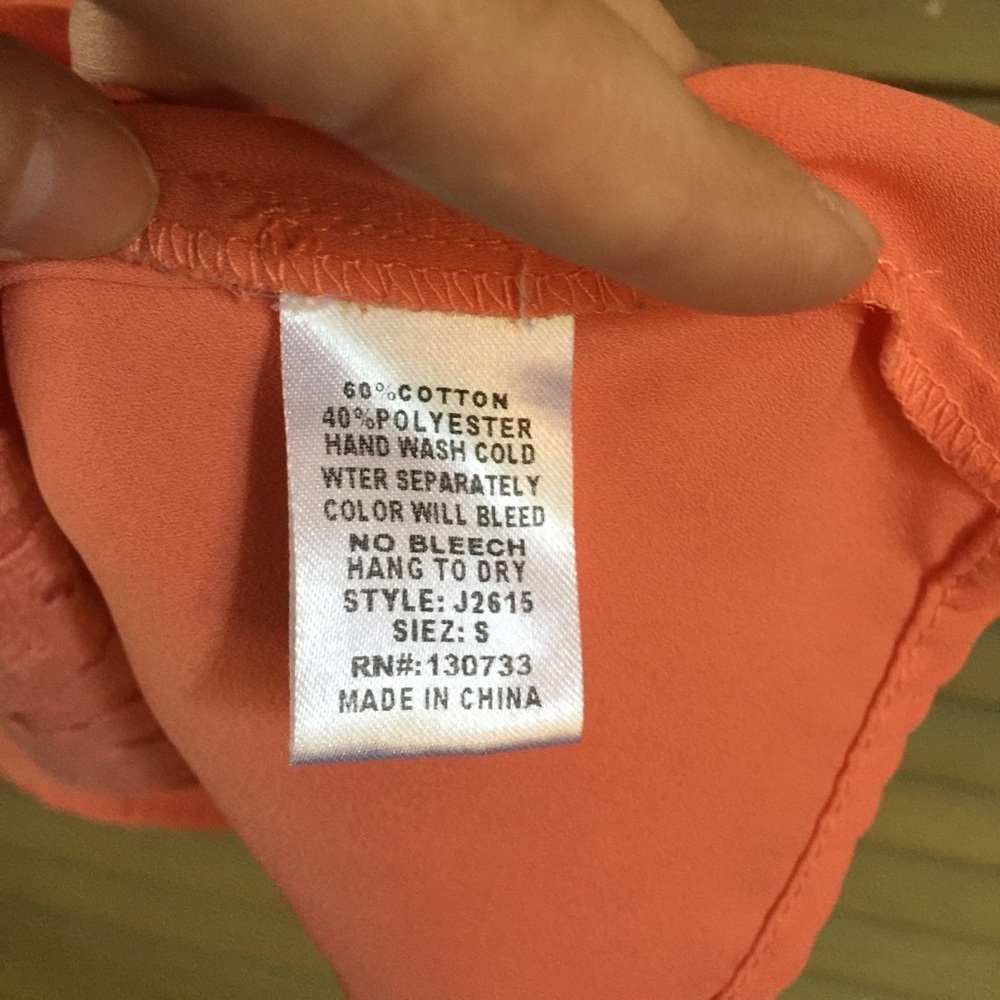 Peach camisole with lace insert on the front. - Picture 4 of 4